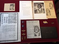 WWII ULTRA RARE FLYING TIGERS AVG PILOT GROUPING W/ 14K TIGER BADGE FOR KIAs picture