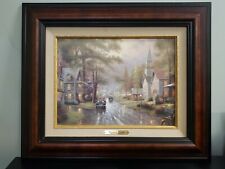 Hometown Evening Thomas Kinkade Painting Certificate Of Authenticity Shown picture