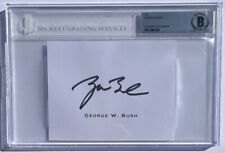 GEORGE W BUSH SIGNED CUT 3x5 AUTOGRAPH 43rd PRESIDENT A BECKETT BAS BGS SLABBED picture