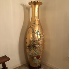 7 foot vintage rare unique Gold Leaf Vase with chinese song SERIOUS BUYERS ONLY picture