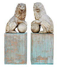 PAIR OF MID 20TH CENTURY CARVED SOLID WOOD LIONS picture