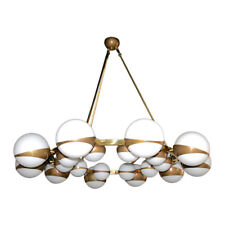 Round Globe Chandelier with White Glass Balls on Brass Frame picture