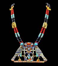 King Tutankhamun with God Horus ,Scarab ,The Ankhs and Two cobras Necklace picture