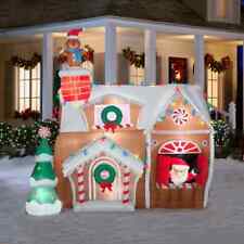 Gemmy 8’ Rare Animated Gingerbread House Lighted Christmas Inflatable HTF Item picture