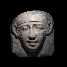 Ancient Egyptian Large Limestone Mask from an Anthropoid Sarcophagus Late Period picture
