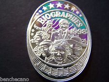 1998 Endymion BIOGRAPHIES Fine Silver Oval Mardi Gras Doubloon picture