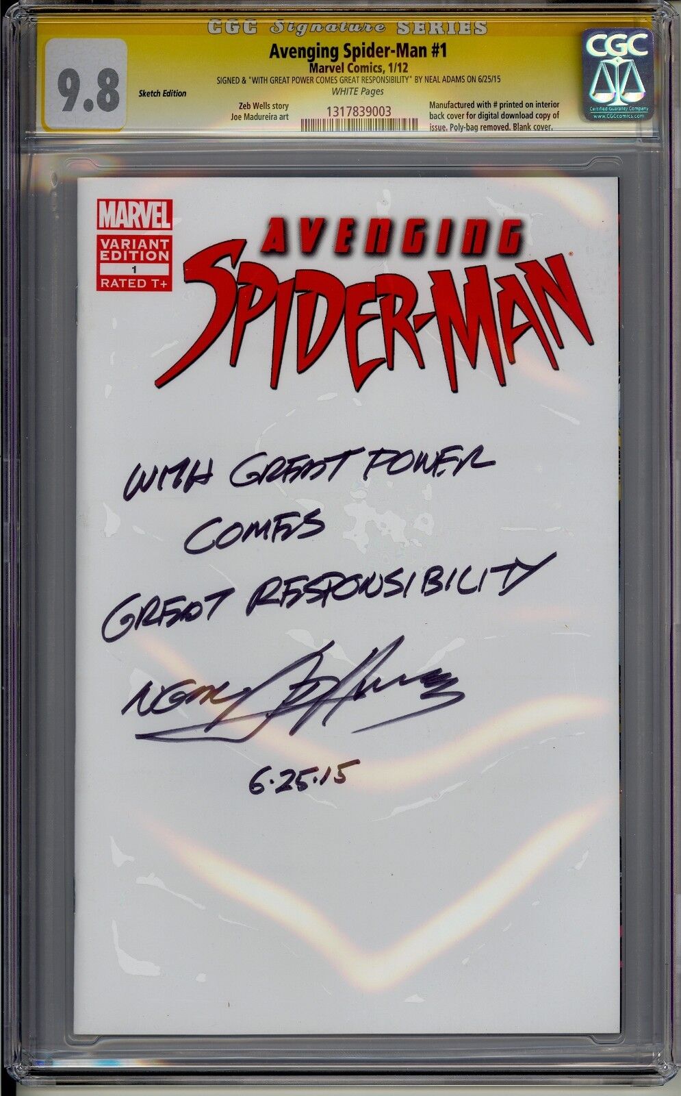 AVENGING SPIDER-MAN #1 CGC SS 9.8 NEAL ADAMS WRITES FAMOUS STAN LEE QUOTE
