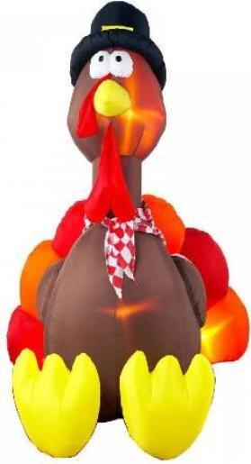 Gemmy Thanksgiving Airblown Inflatable TURKEY with Pilgrim Hat - 6FT Tall - NIB
