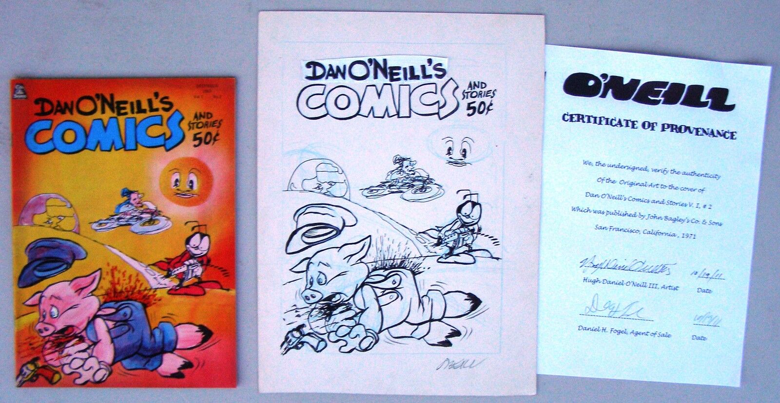 Original Cover Art Plus Comic + COA:  Dan O'Neill's Comics and Stories #2, 1971