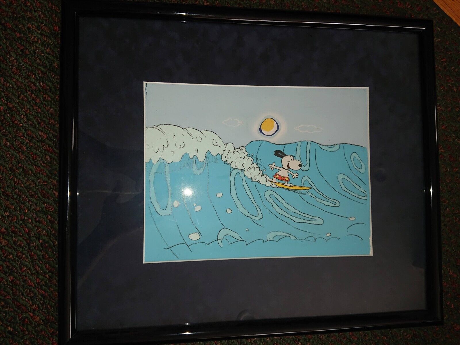 Snoopy Peanuts Production Animation Cel Snoopy Come Home COA Drawing Surf