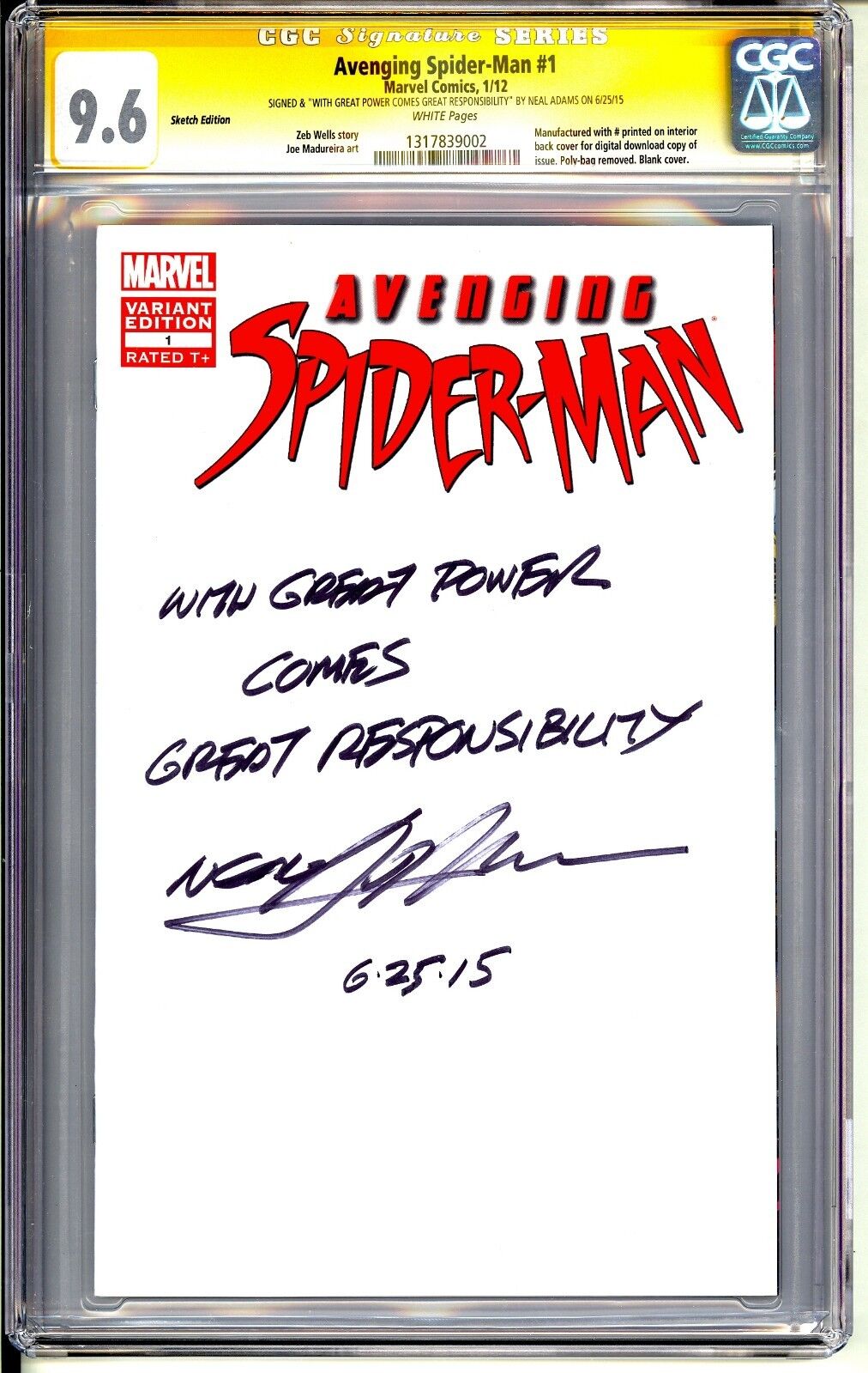 AVENGING SPIDER-MAN #1 CGC SS 9.6 NEAL ADAMS WRITES FAMOUS STAN LEE QUOTE