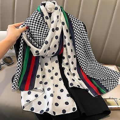Women'S Stole Black Polka Dot Red Green Large Size See-Through Scarf Lap Blanket