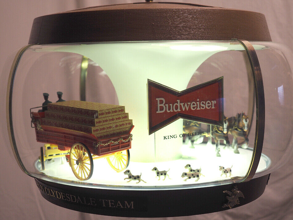 VINTAGE-1970's-  BUDWEISER CLYDESDALE ROTATING CAROUSEL HANGING LIGHT