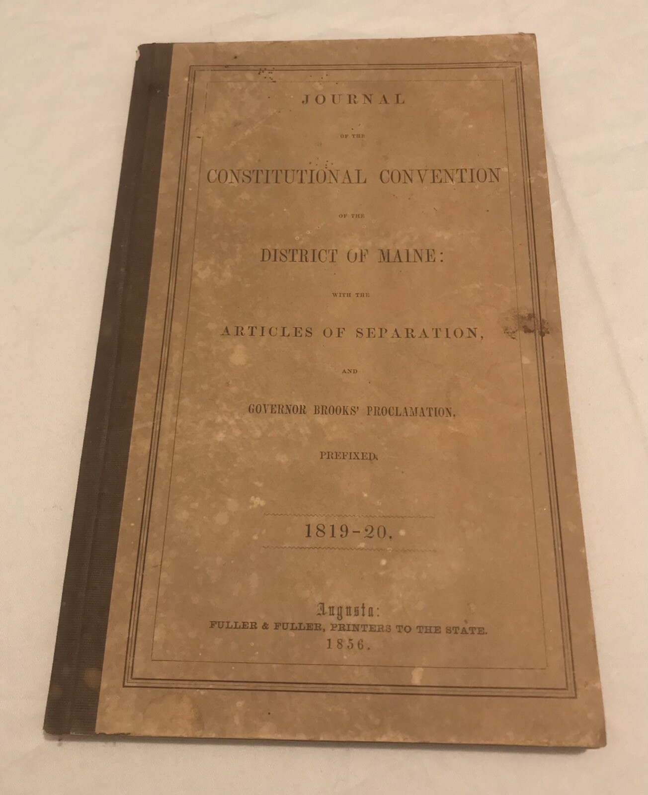 Pre Civil War 1856 Maine Journal Constitutional Convention Articles Separation