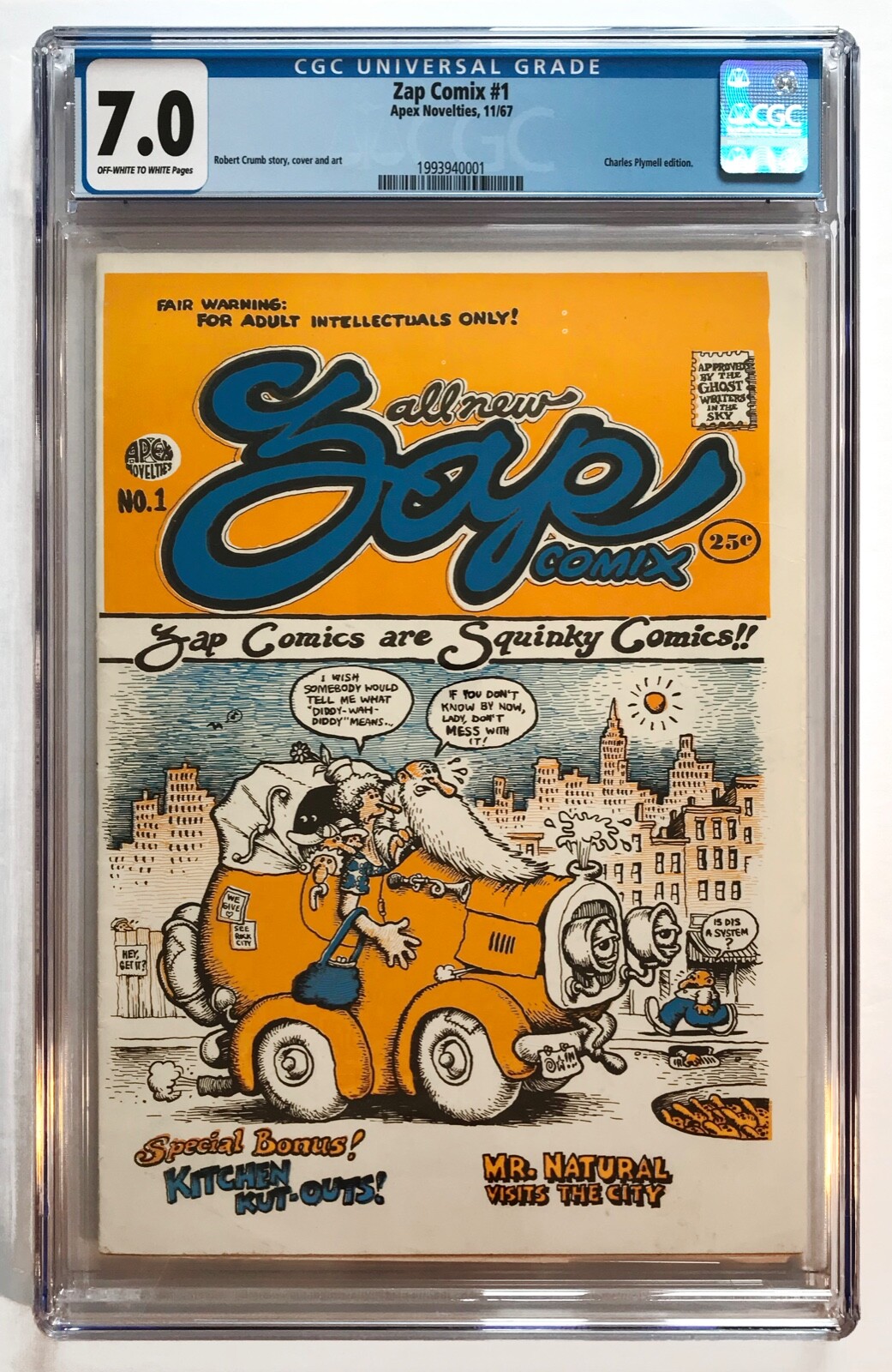 Zap Comix #1 1st Printing Charles Plymell Edition - CGC 7.0 FN/VF - Square One