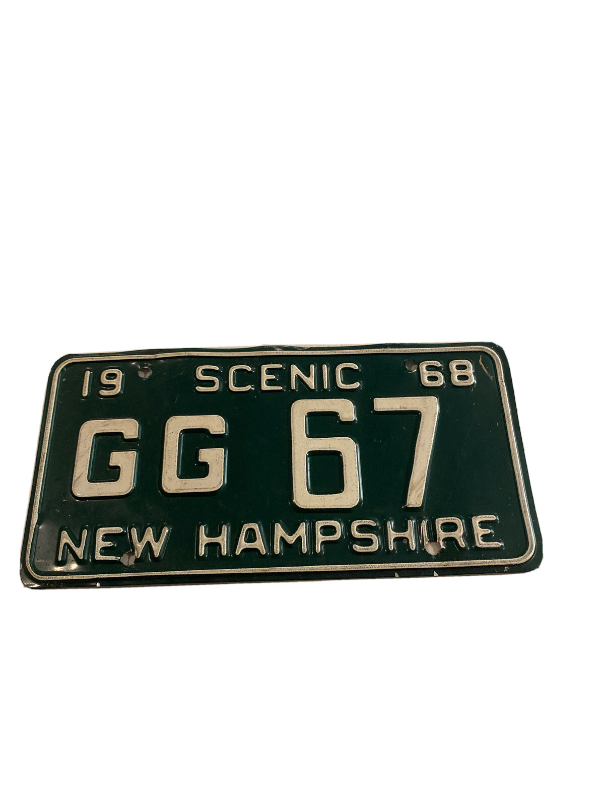 Vintage 1968 New Hampshire license plate GG 67 SCENIC Vintage 1968 New Hampshire license plate GG 67 SCENIC