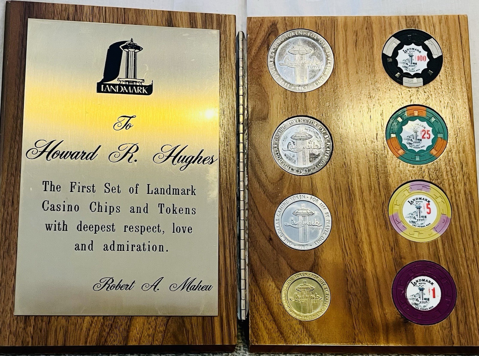 1967 Landmark Casino Chip Set To Howard Hughes From Robert Maheu Unique Museum
