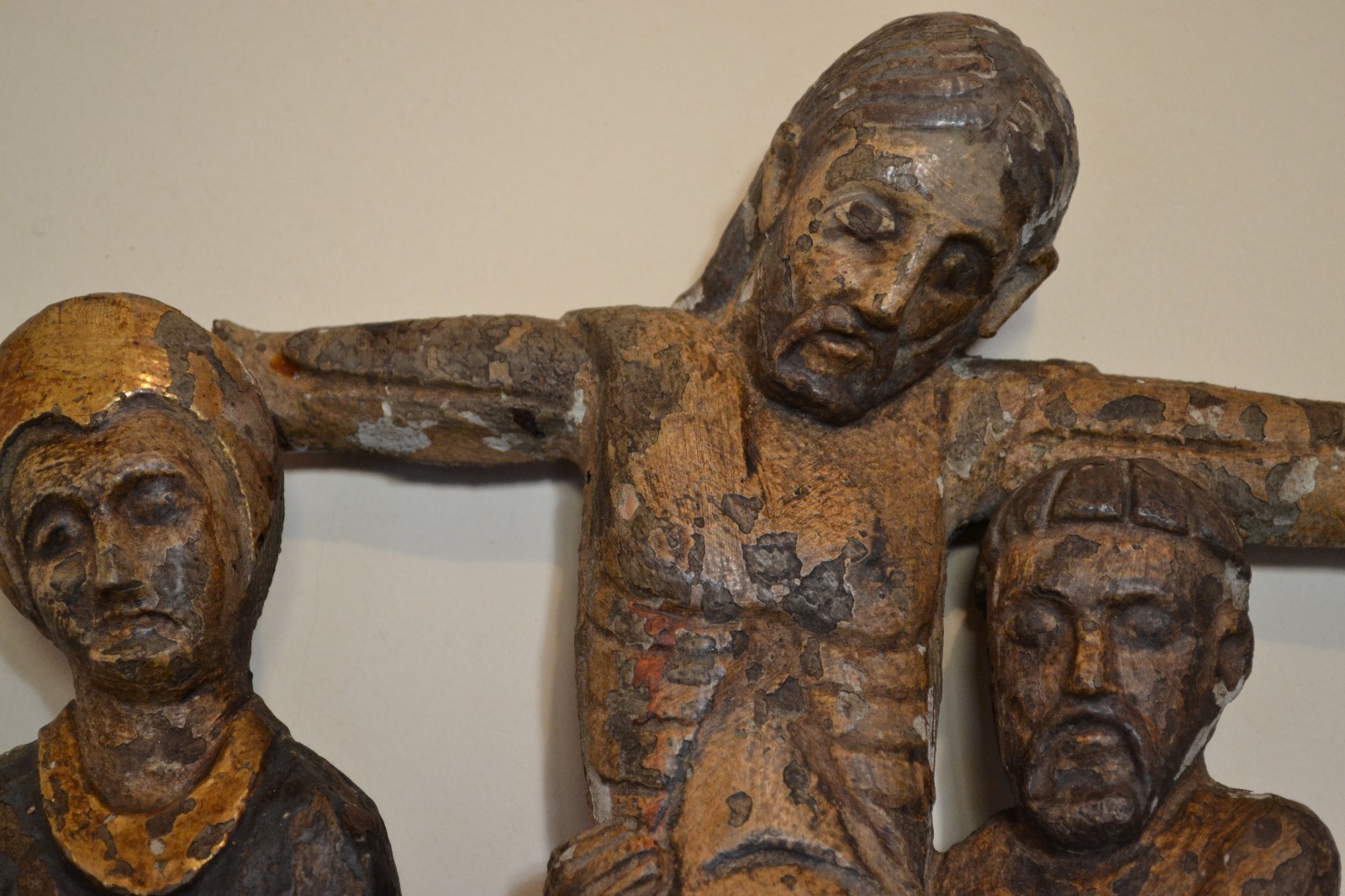 Large medieval 12th century Romanesque wooden Descent from the Cross