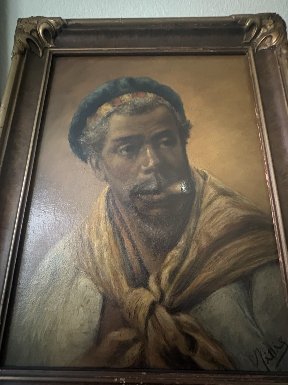 Willis African American Cigar Oil Painting Board Antique c1920s Richard E Hyland Willis African American Cigar Oil Painting Board Antique c1920s Richard E Hyland