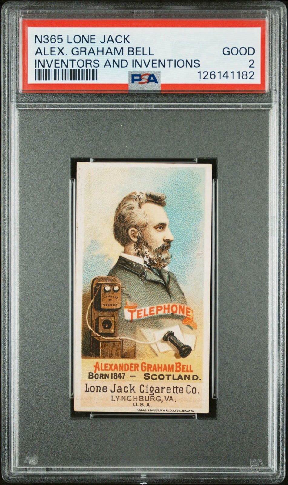1887 N365 Lone Jack Inventors and Inventions *ALEXANDER GRAHAM BELL* PSA 2 GD