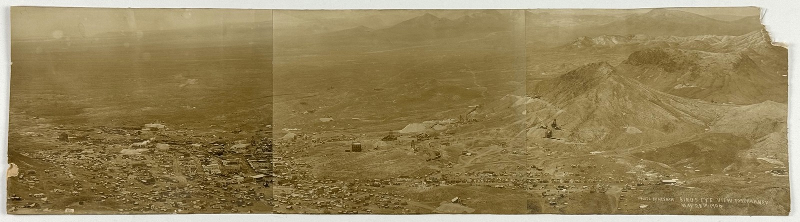 1906 Three-Part Birdseye View Panoramic Photo Gold Rush Town Tonopah, Nevada 1906 Three-Part Birdseye View Panoramic Photo Gold Rush Town Tonopah, Nevada