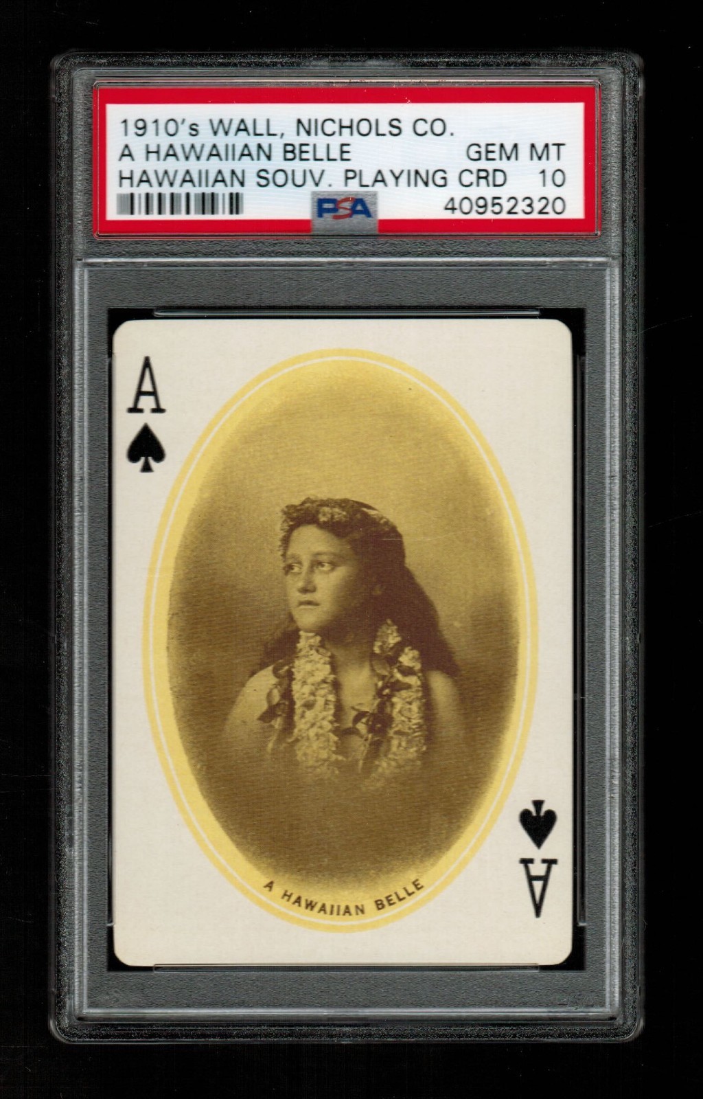 PSA 10 A HAWAIIAN BELLE 1910 Wall Nichols Hawaii Souvenir Playing Card PSA 10 A HAWAIIAN BELLE 1910 Wall Nichols Hawaii Souvenir Playing Card