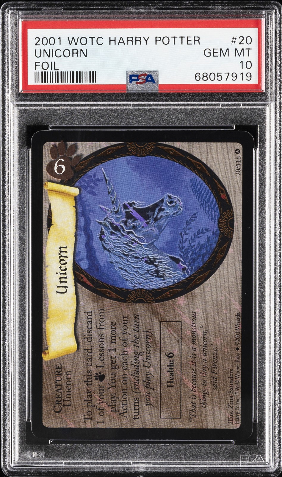 2001 WOTC HARRY POTTER FOIL #20 UNICORN PSA 10