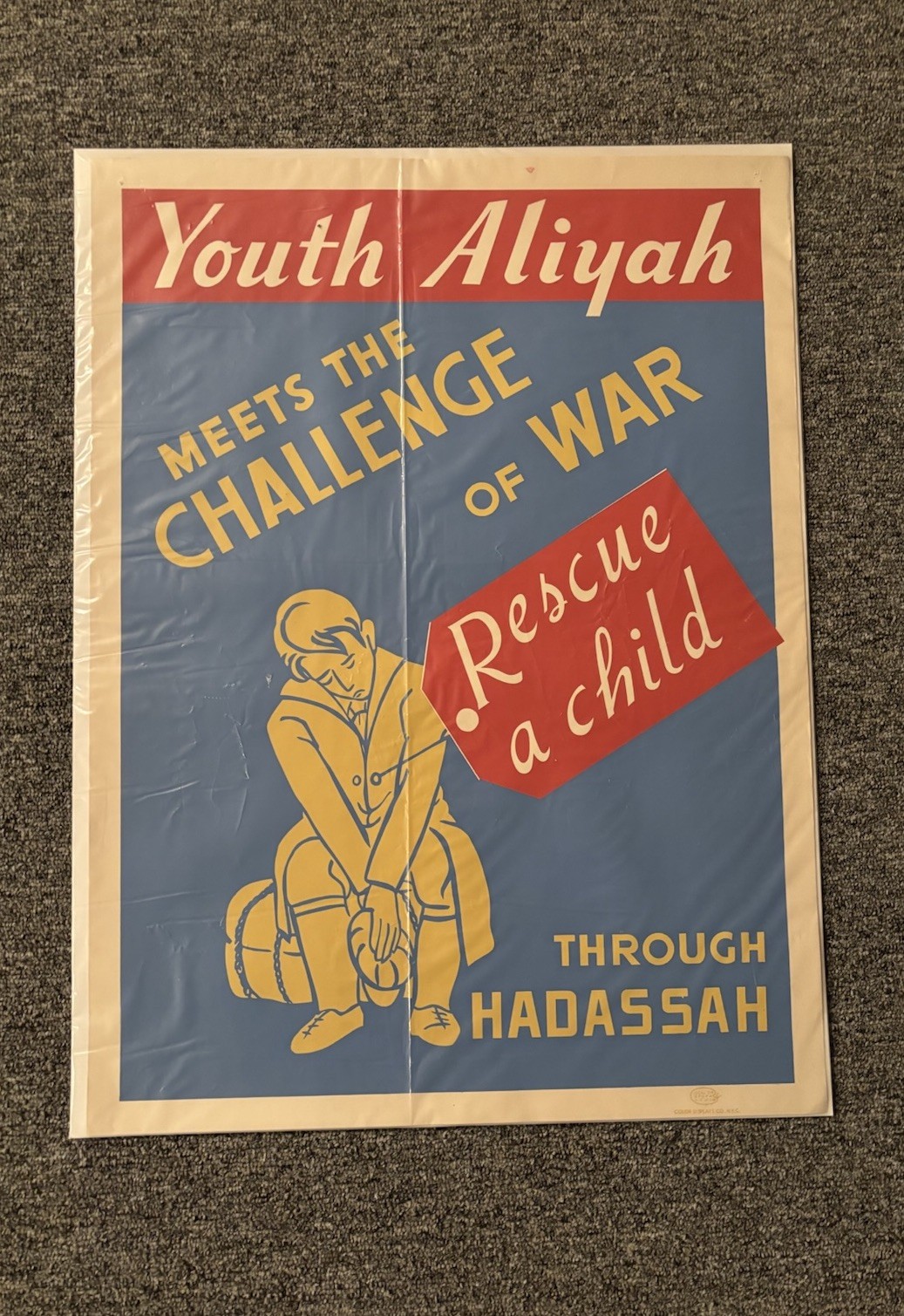 Original WWII Poster Youth Aliyah Meets Challenge Of War Rescue A Child Hadassah Original WWII Poster Youth Aliyah Meets Challenge Of War Rescue A Child Hadassah