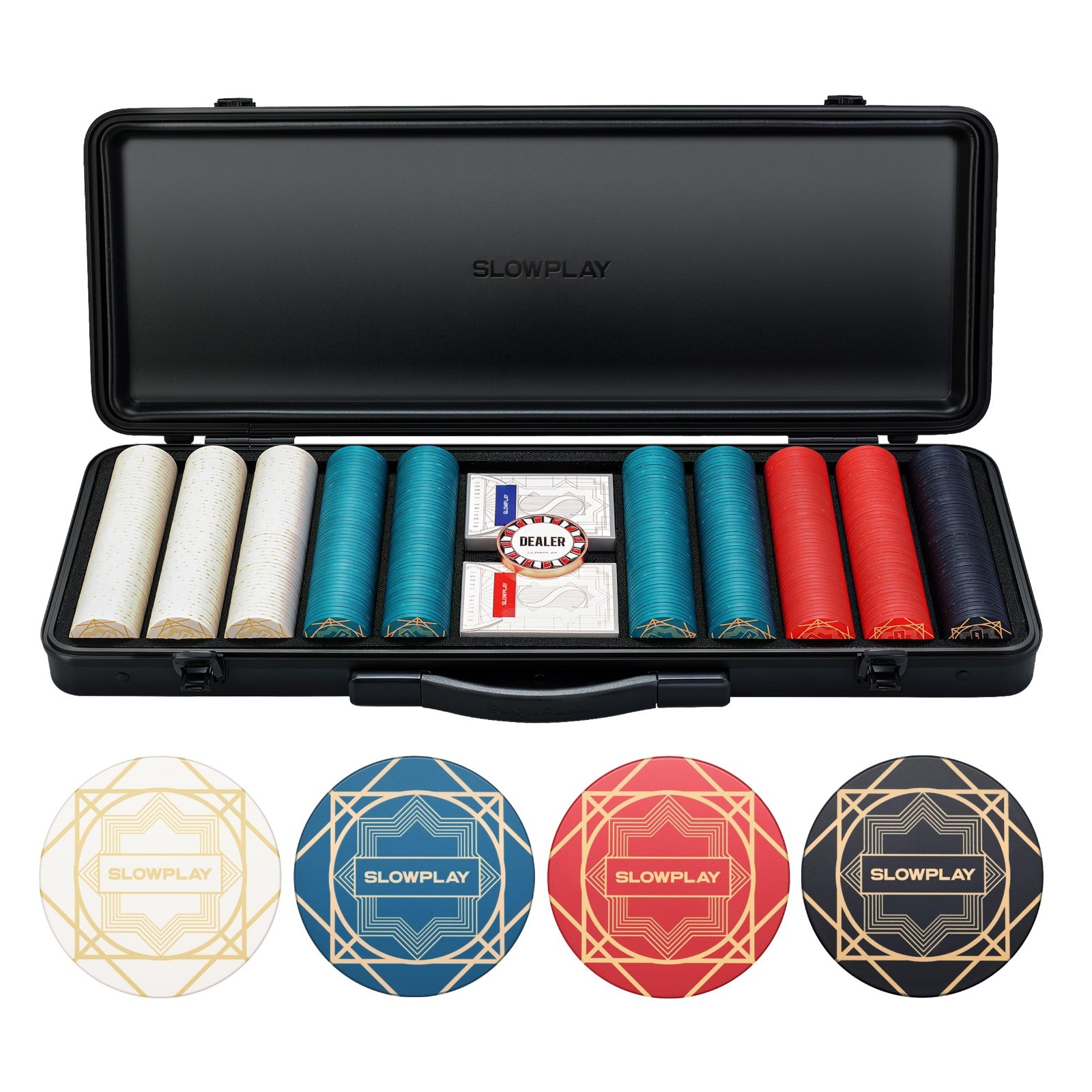 Ceramic Poker Set with 12g 43mm Chips for Texas Hold'em - Casino Quality Game