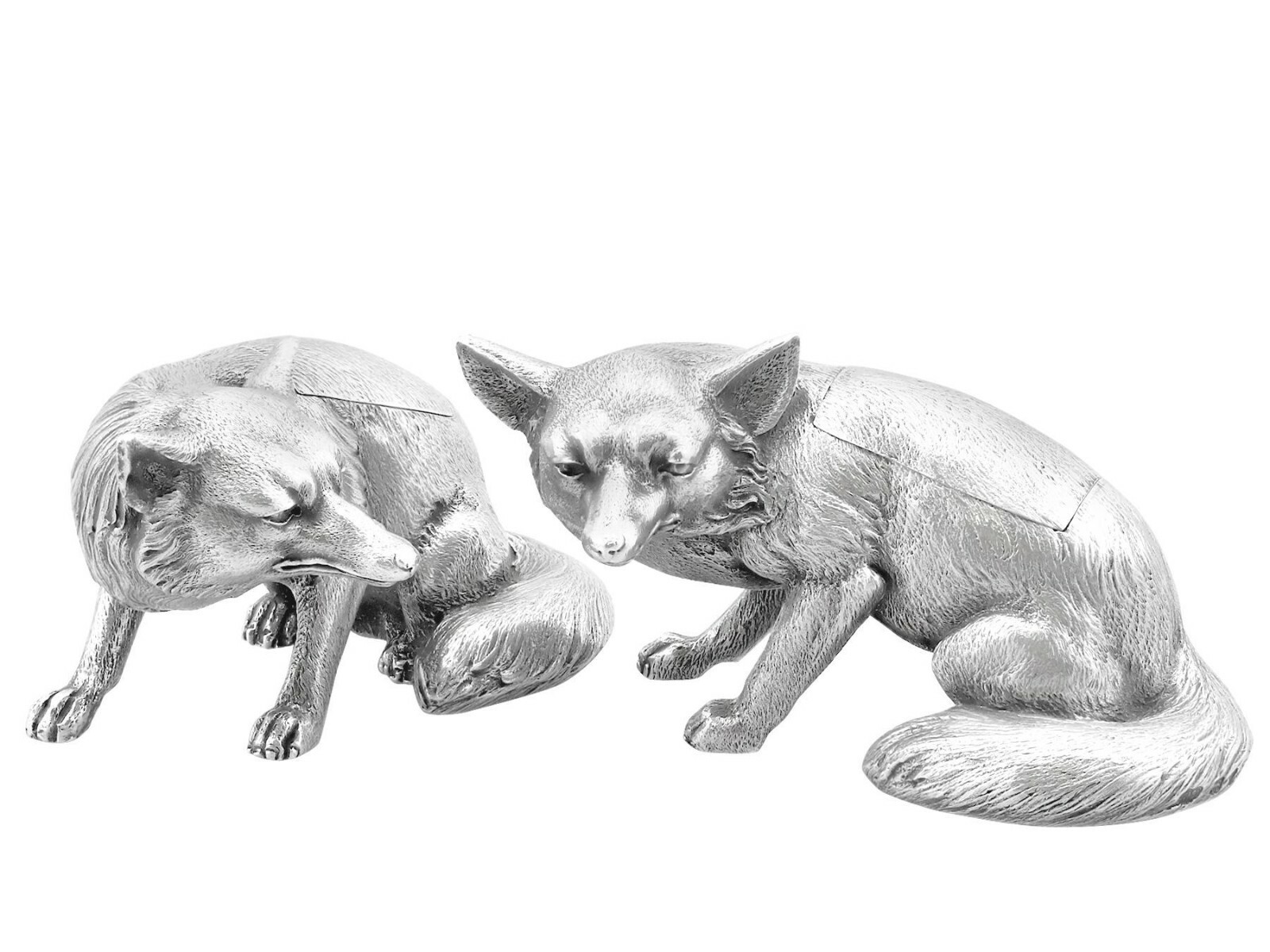 Antique George V Sterling Silver Fox Boxes 1926 Antique George V Sterling Silver Fox Boxes 1926