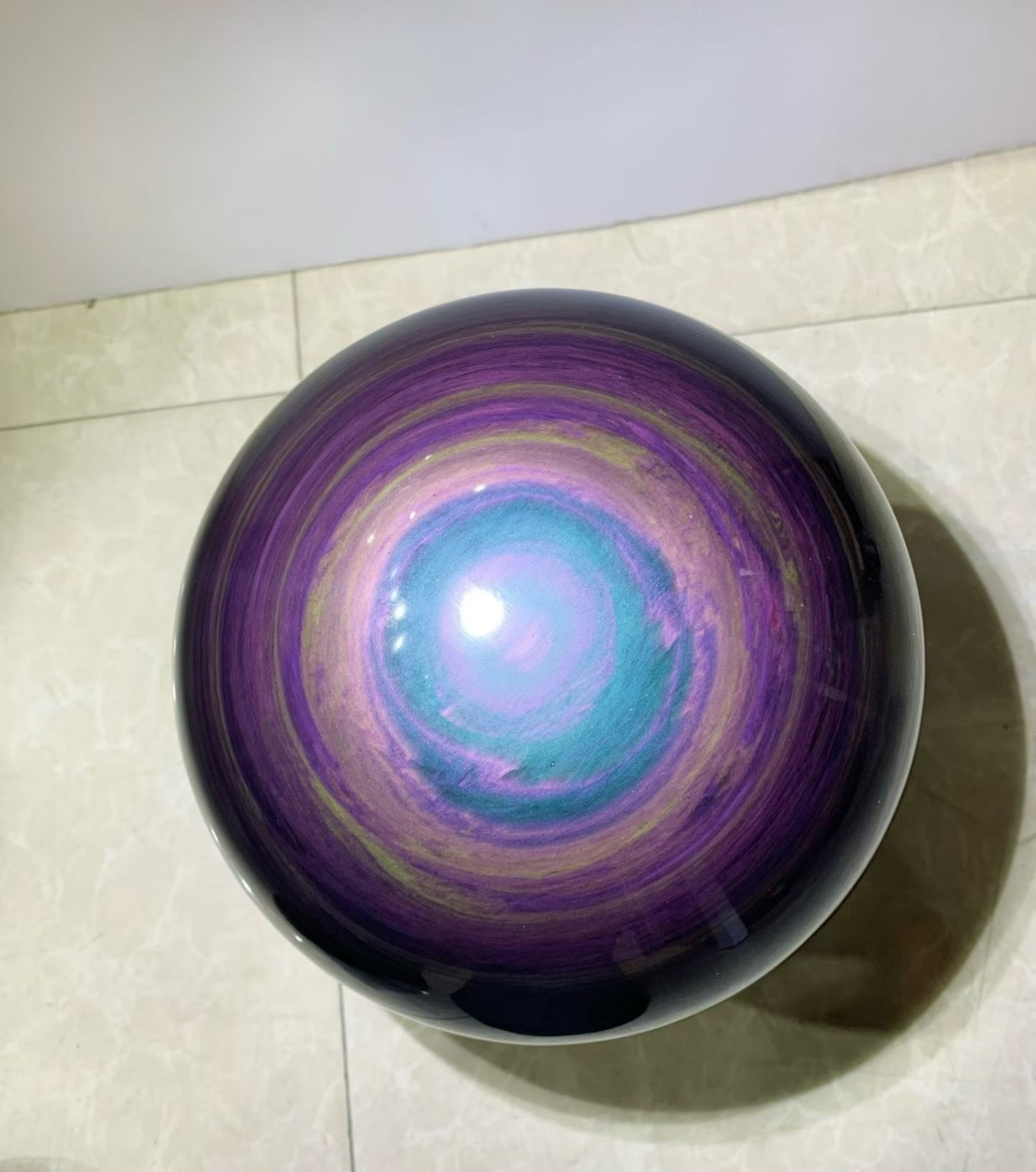 Natural Rainbow Obsidian Sphere with Stunning Purple Blue Sheen Natural Rainbow Obsidian Sphere with Stunning Purple Blue Sheen