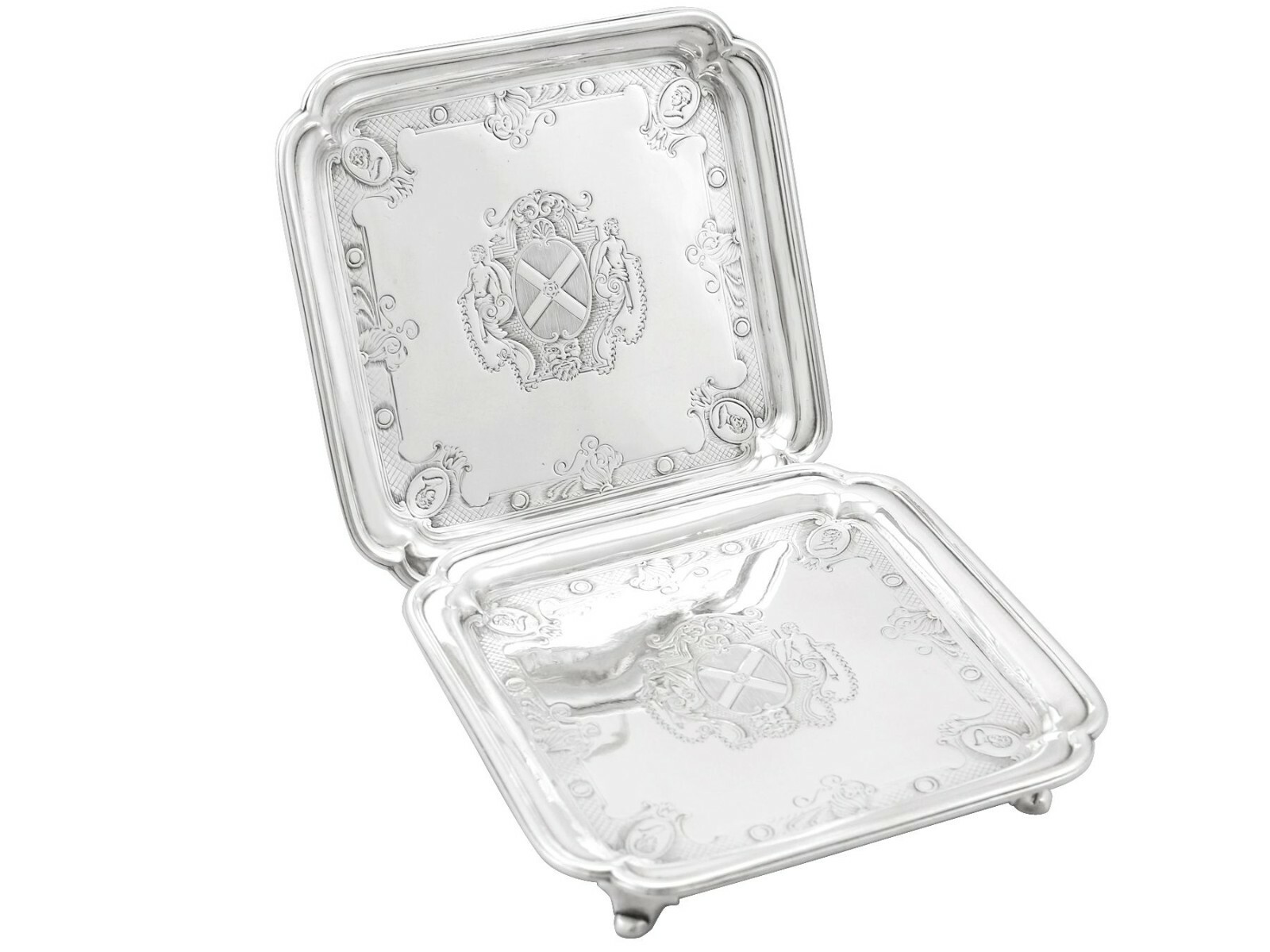 Britannia Standard Silver Salvers by Paul de Lamerie Antique George II 1731