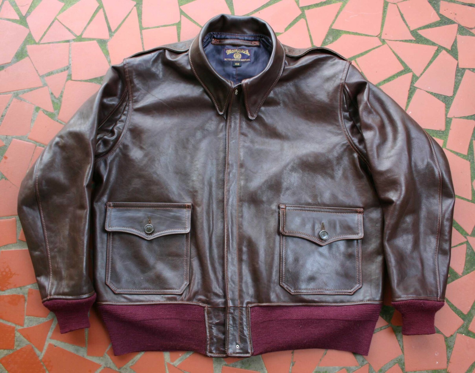 MONARCH Pre WW-2 REPRO AN-J-3, A-2 Type HORSE HIDE LEATHER FLIGHT JACKET BUILD MONARCH Pre WW-2 REPRO AN-J-3, A-2 Type HORSE HIDE LEATHER FLIGHT JACKET BUILD