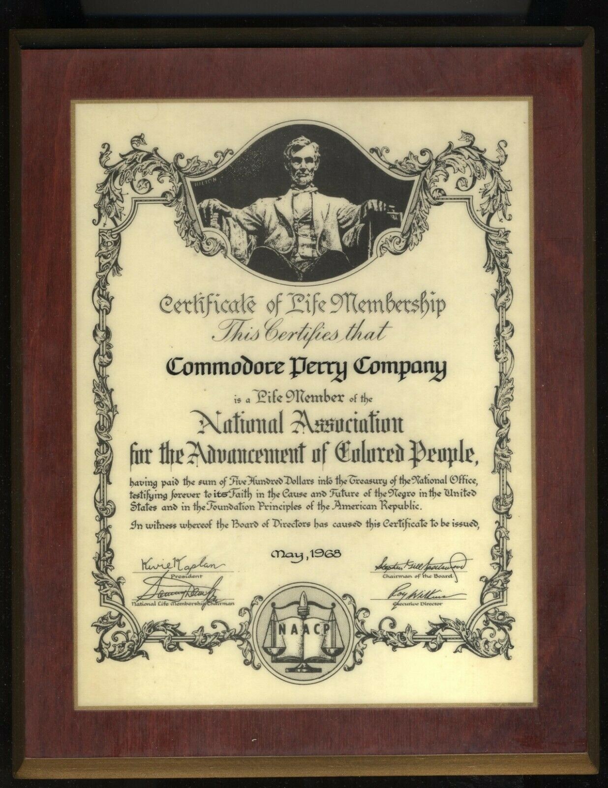 NAACP Commodore Perry life member plaque 1968 AFRICAN AMERICAN 8.5x10.5 NAACP Commodore Perry life member plaque 1968 AFRICAN AMERICAN 8.5x10.5