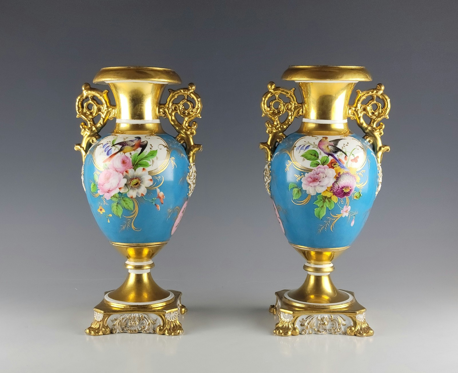 Stunning 19C Russian Porcelain Kornilov Br. Vases Stunning 19C Russian Porcelain Kornilov Br. Vases