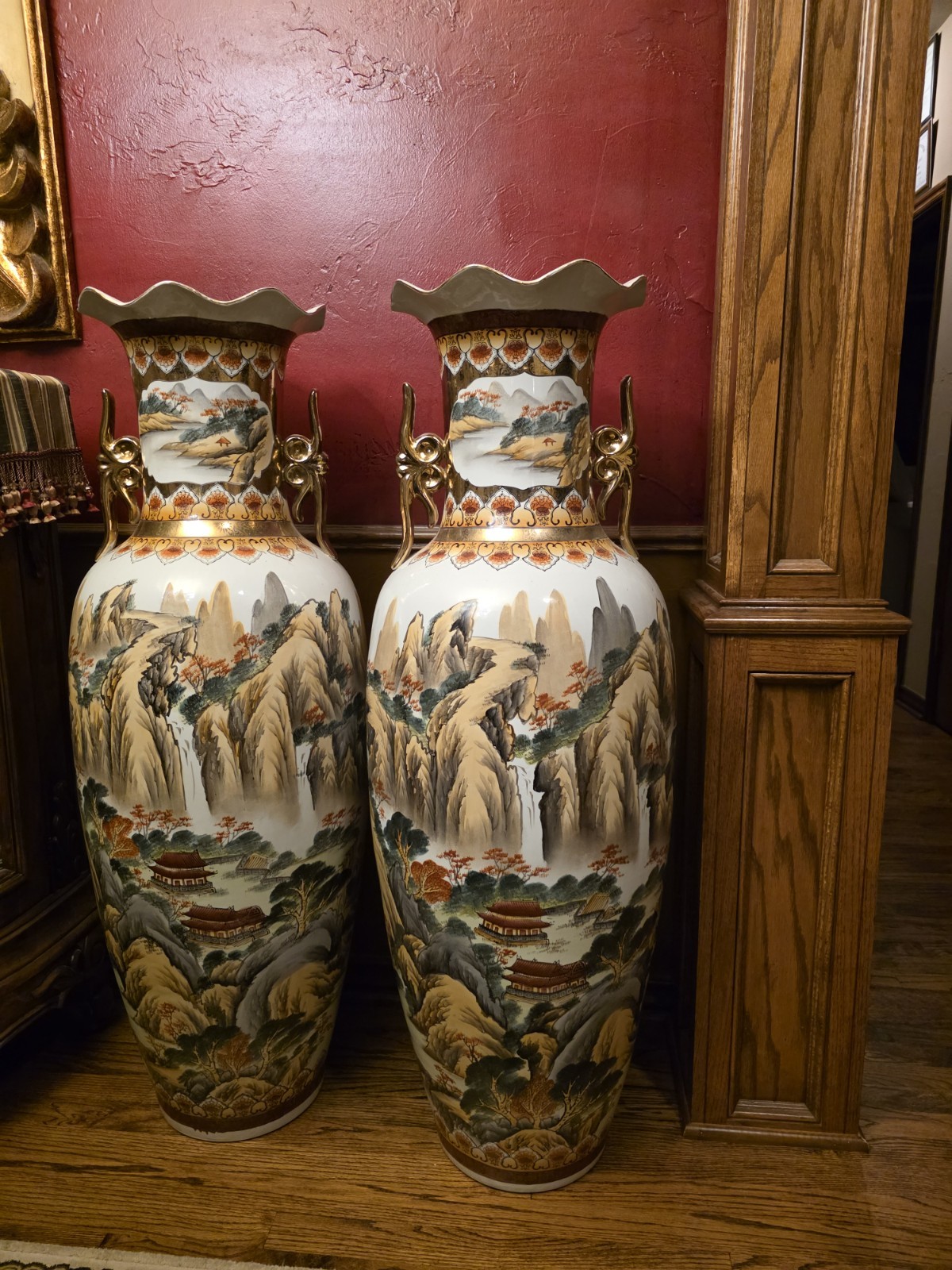 Rare Extra Large Porcelain Two Vases, Vintage, Beautiful, Elegant Set