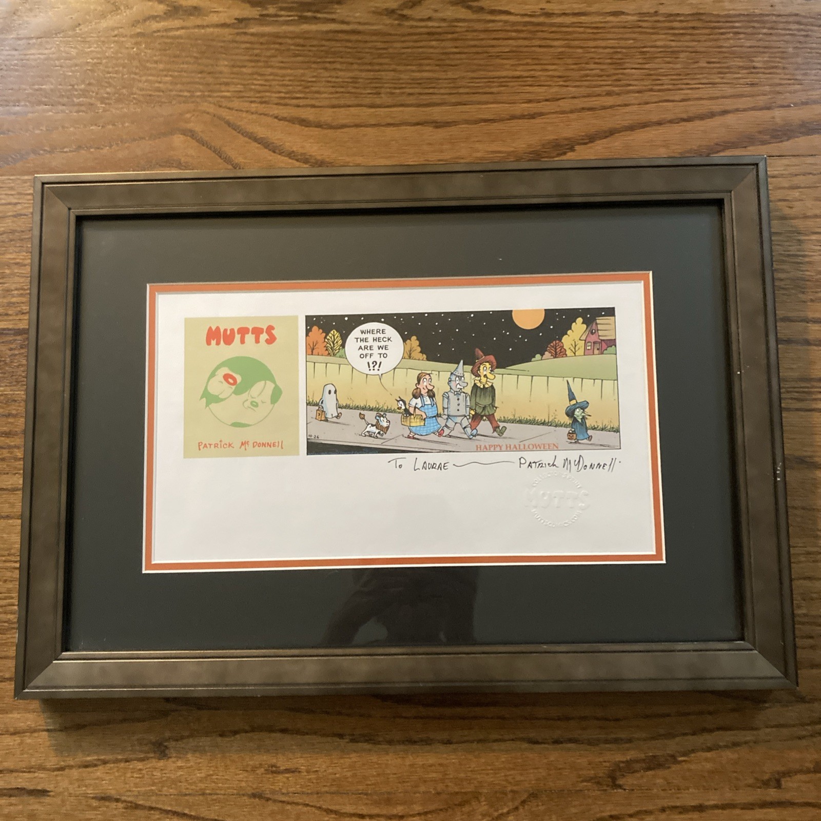 Mutts By Patrick McDonnell Collector’s Print Framed Mutts Comic 15x21” HALLOWEEN