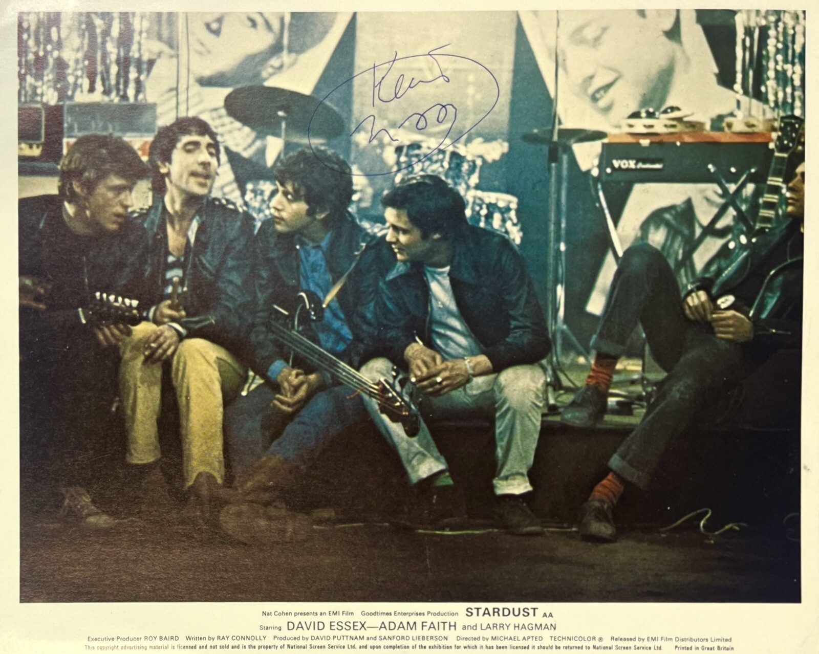 The Who : Keith Moon - Signed Autograph “Stardust” (1974) Promo Lobby Card