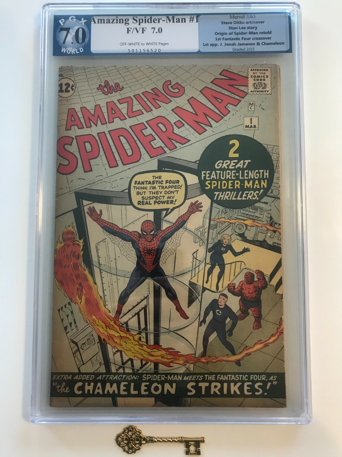 AMAZING SPIDER-MAN #1 PGX 7.0 with OW-W Pages - 1st Jonah Jameson & Chameleon AMAZING SPIDER-MAN #1 PGX 7.0 with OW-W Pages - 1st Jonah Jameson & Chameleon