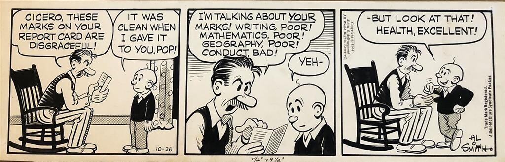 Mutt & Jeff by Al Smith- Original 1964 3-Panel Daily Cartoon Strip Mutt & Jeff by Al Smith- Original 1964 3-Panel Daily Cartoon Strip