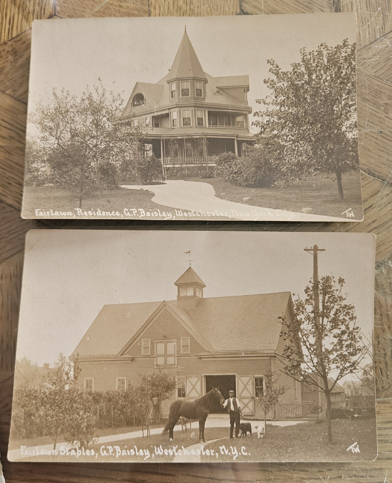 2 1908 G BAISLEY FAIRLAWN BRONX RPPC New York City Thaddeus Wilkerson POST CARDs