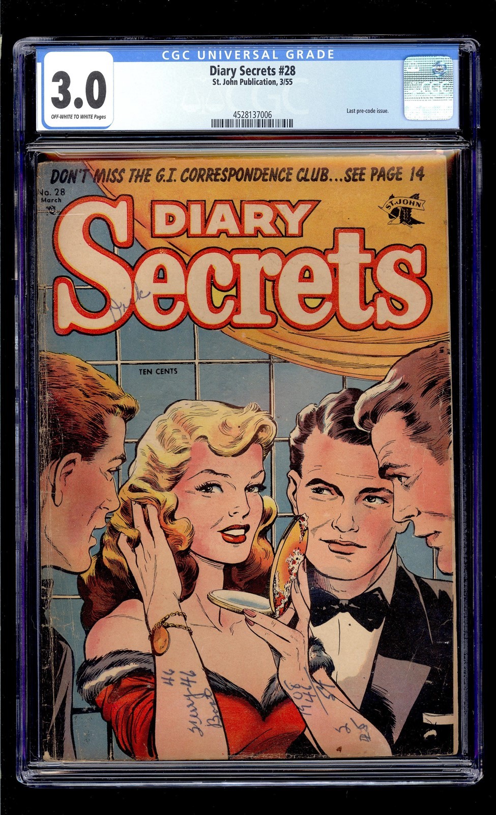Diary Secrets #28 1955 CGC GD/VG 3.0 OW/W High Definition Scans** Diary Secrets #28 1955 CGC GD/VG 3.0 OW/W High Definition Scans**