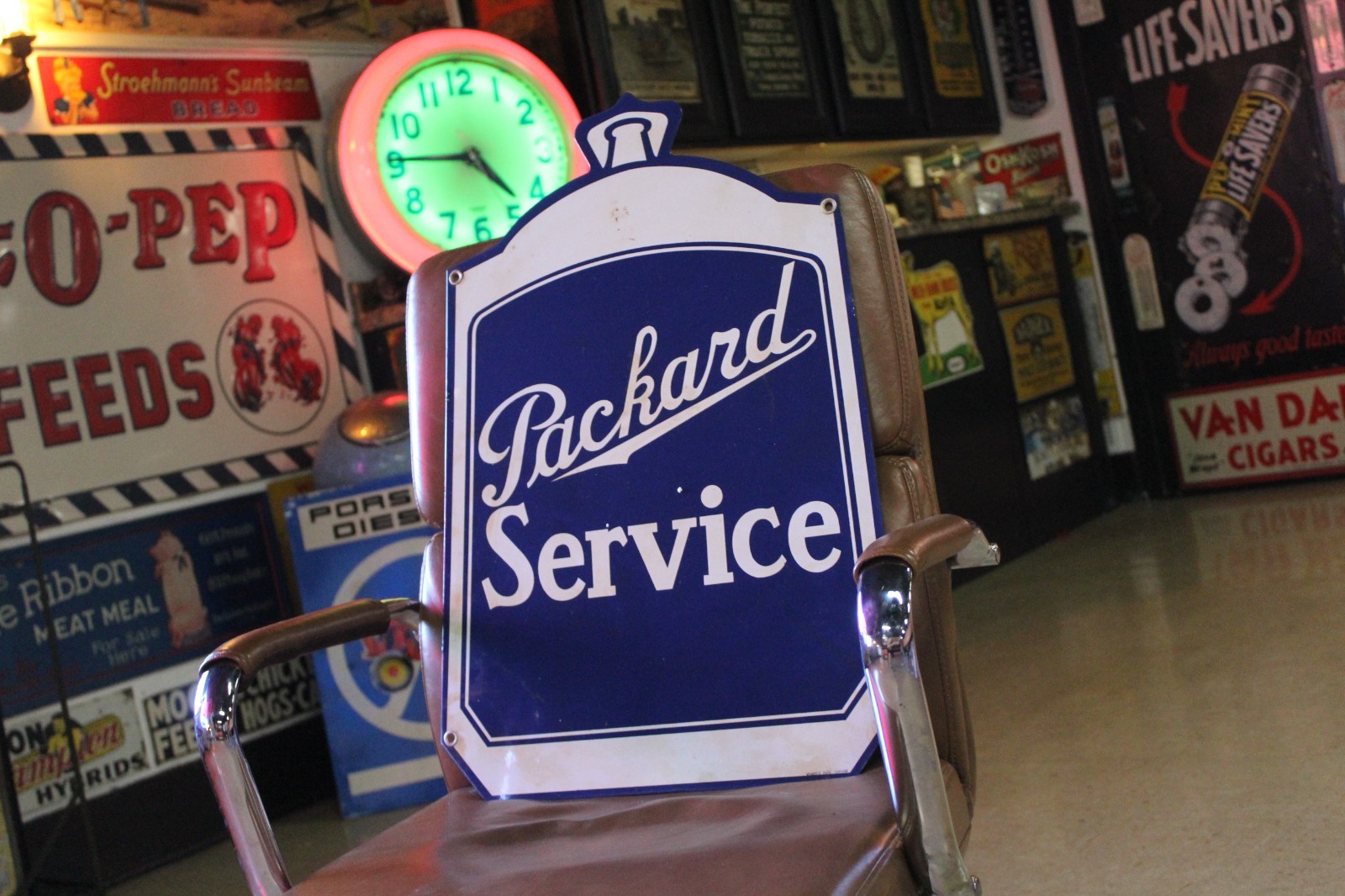 SCARCE 1930s PACKARD SERVICE STATION DEALER PORCELAIN METAL SIGN GAS OIL CAR