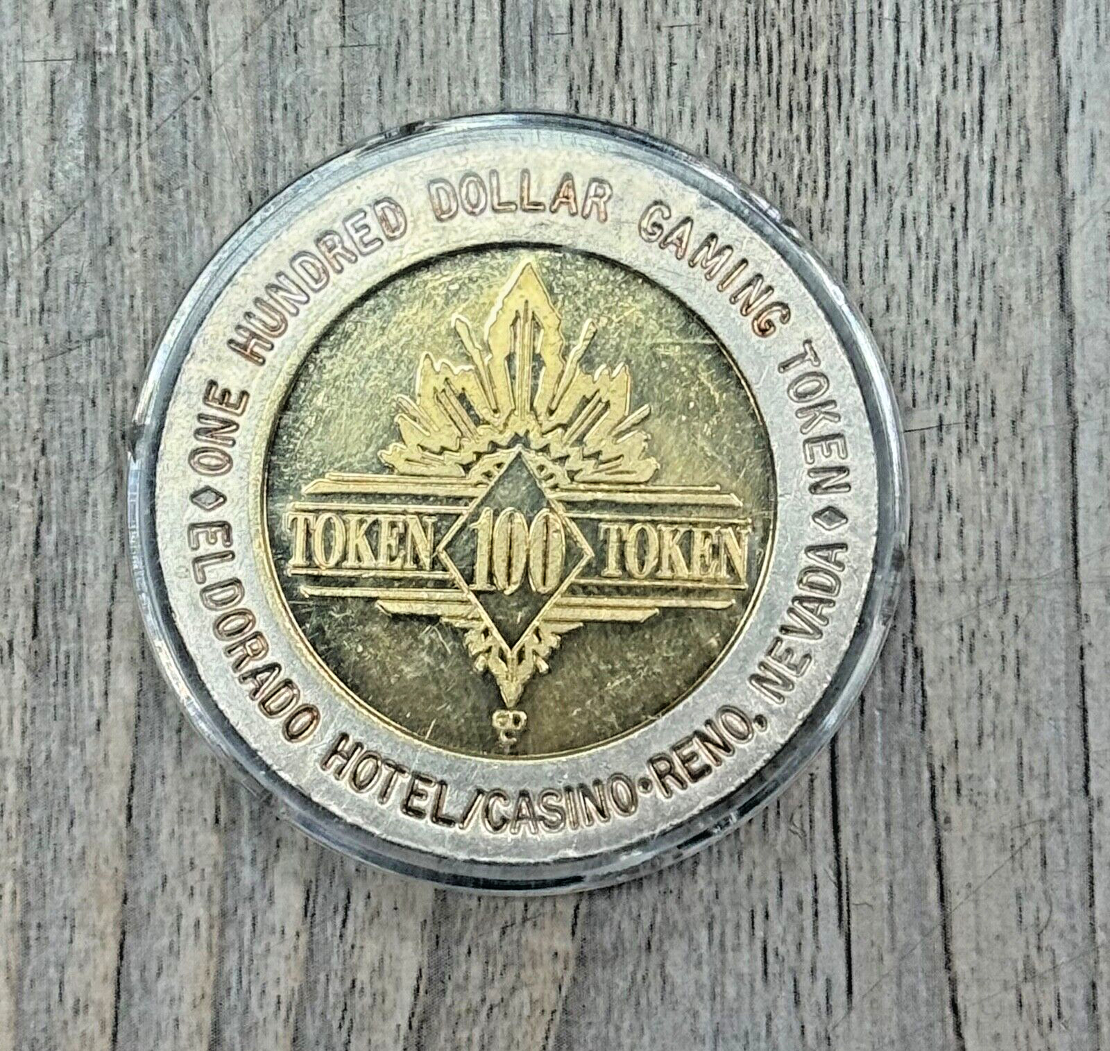 El Dorado $100 14kt Gold Center and .999 Fine Silver Gaming Token, Ultra Rarity El Dorado $100 14kt Gold Center and .999 Fine Silver Gaming Token, Ultra Rarity