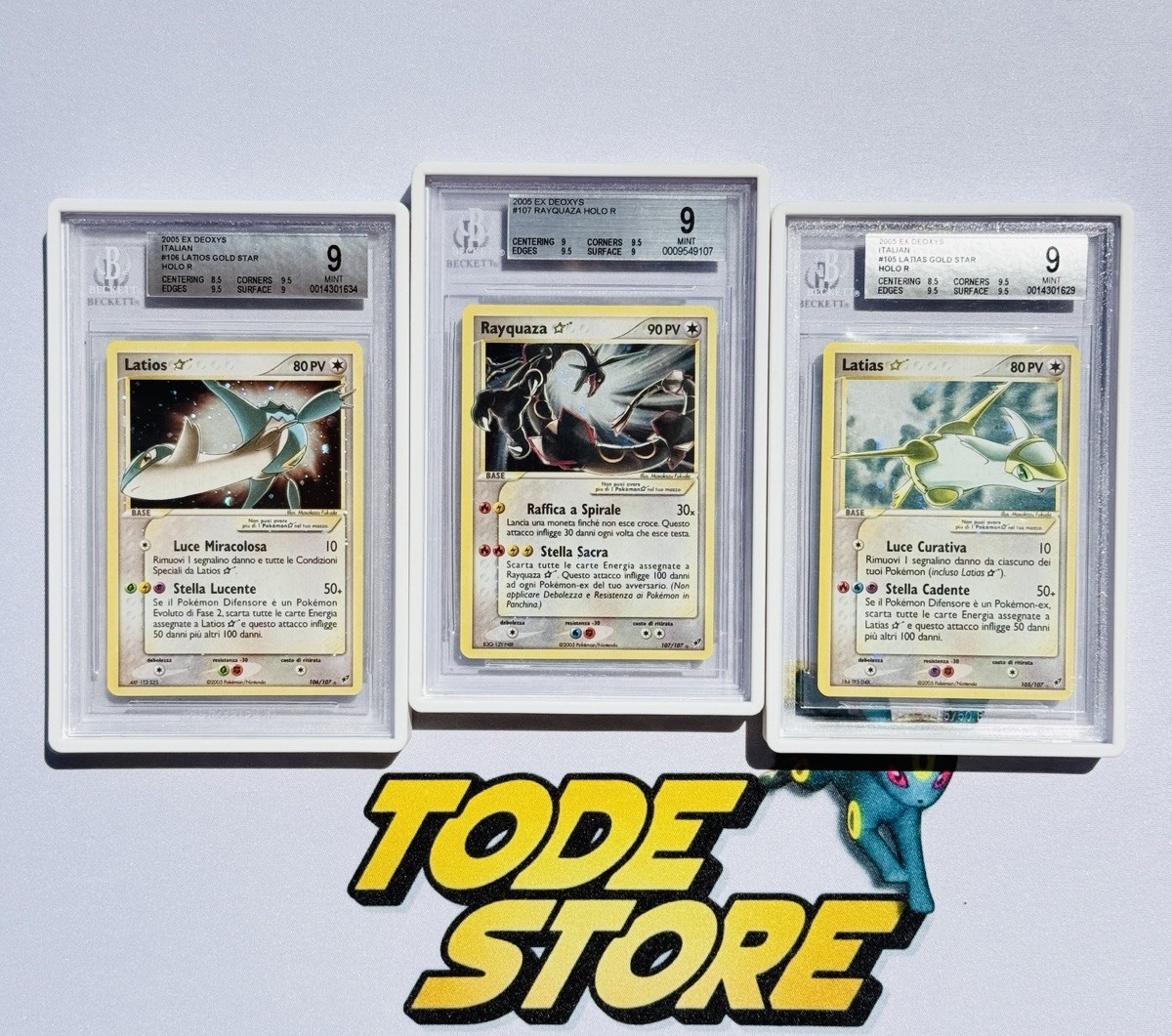 Pokemon Rayquaza Latios Latias Gold Star 107/107 Ex Deoxys ITA BGS 9 MINT 🇮🇹 Pokemon Rayquaza Latios Latias Gold Star 107/107 Ex Deoxys ITA BGS 9 MINT 🇮🇹