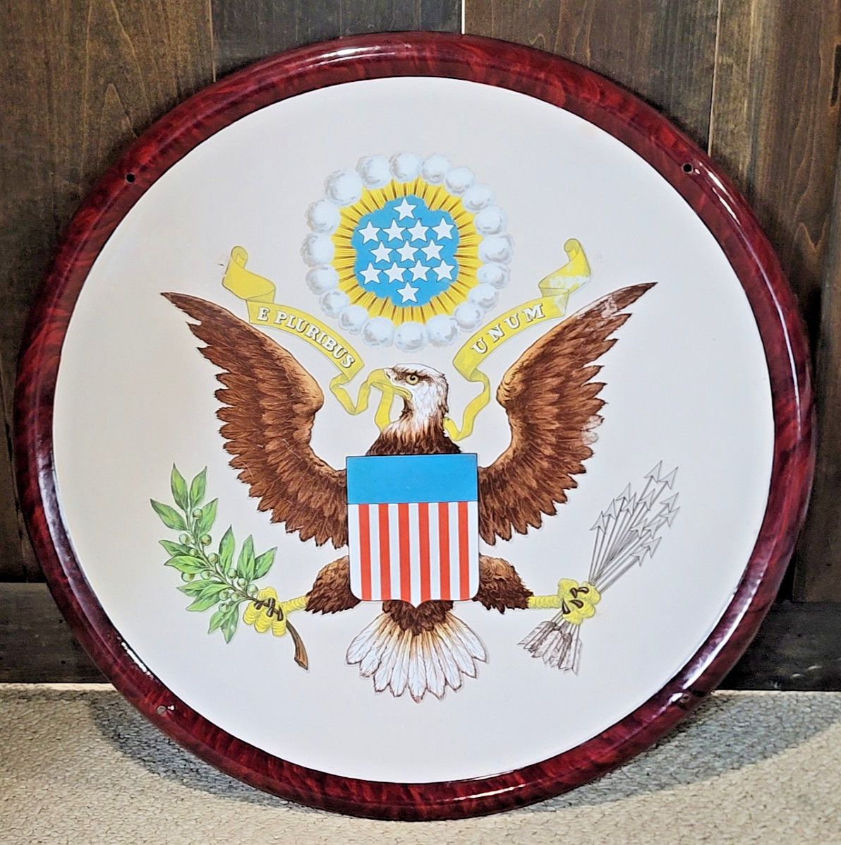 1908 Ing-Rich Porcelain Great Seal US Embassy Sign 2' Diameter RARE Original 