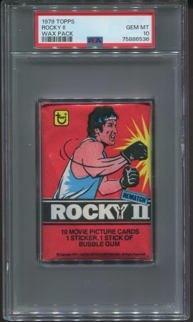 1979 TOPPS ROCKY II WAX PACK - SYLVESTER STALLONE - PSA 10 GEM MINT - POP 1 1979 TOPPS ROCKY II WAX PACK - SYLVESTER STALLONE - PSA 10 GEM MINT - POP 1