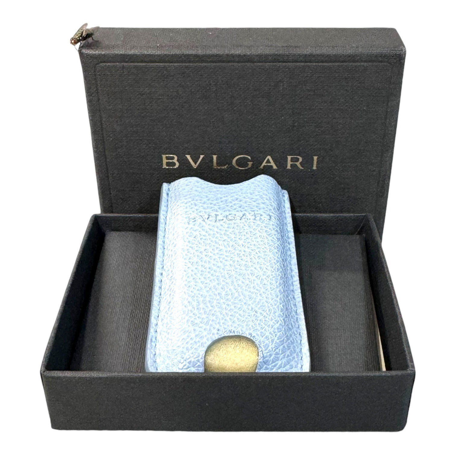 Bvlgari Light Blue Textured Leather Lighter Case  In Original Box Unisex Gift