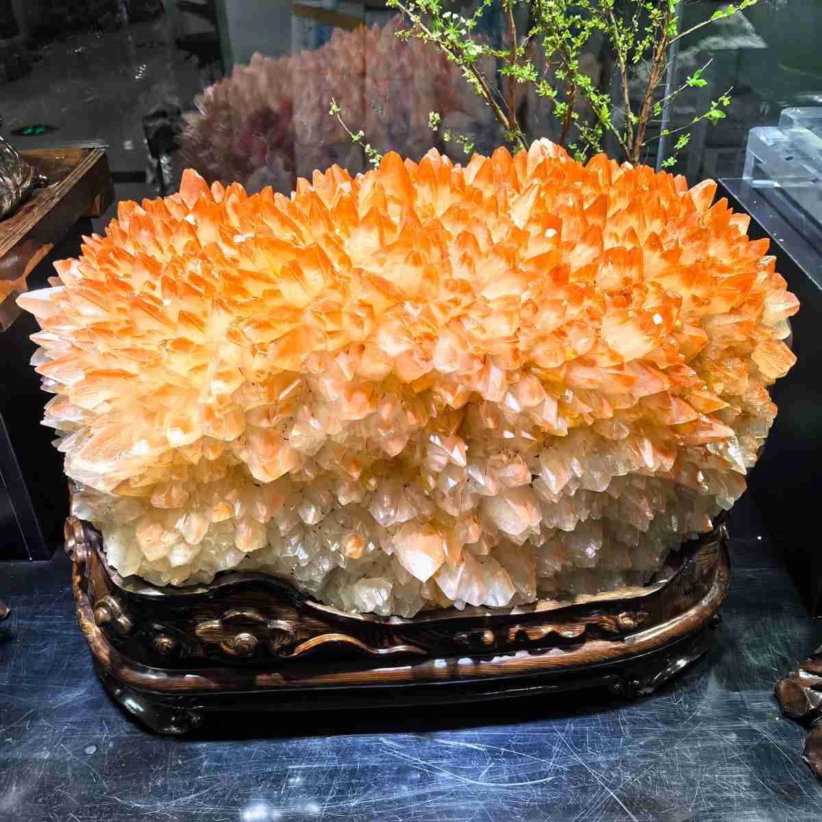 156LB Top Natural Red Calcite Quartz Cluster Mineral Reiki Crystal Collect decor