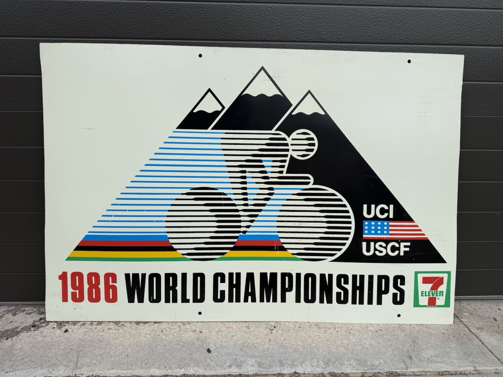 Original 1986 Cycling Road Bike World Championships Colorado Springs Race Sign